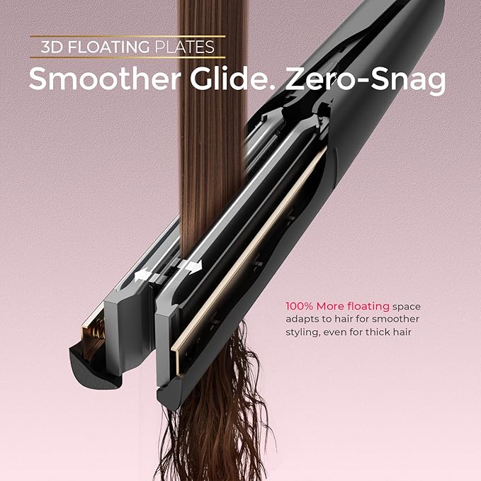 TYMO 2.0 Flat Iron Hair Straightener - Professional Long Ceramic Plate 2 in 1 Straightener & Curler for Fast Smooth Styling, Hair Straighteners for Women with Hollow Design to Boost Curls, 500M Ions