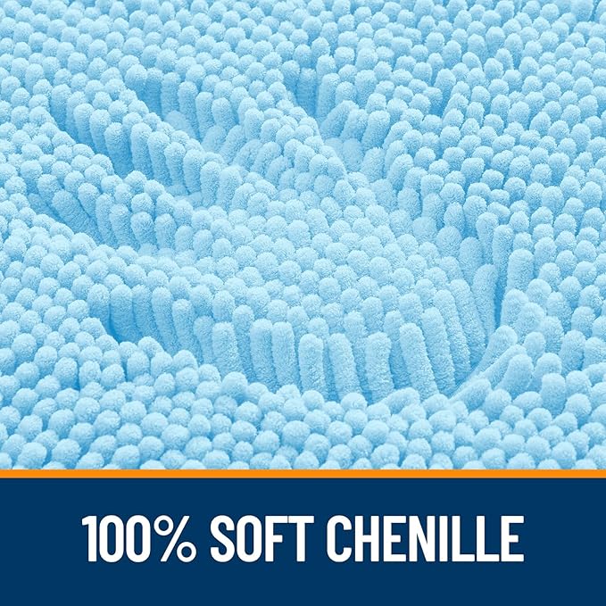 OLANLY Bathroom Rugs 24x16, Extra Soft Absorbent Chenille Bath Rugs, Rubber Backing Quick Dry, Machine Washable Bath Mats for Bathroom Floor, Tub and Shower, Home Decor Accessories, Sky Blue