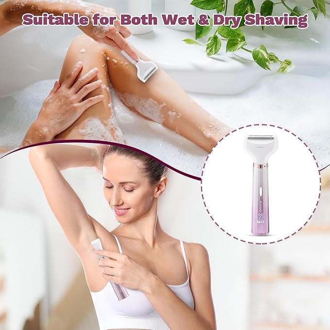 Electric Razors Shavers for Women, Bikini Trimmer 5 in 1 Electric Shaver Razor for Women, Wet/Dry Face Razors for Face Nose Eyebrow Arms Armpit Legs Pubic Area Painless Facial Hair Removal for Women