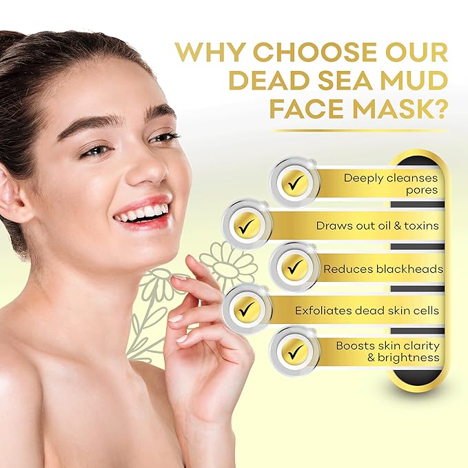 Dr Mud Authentic Dead Sea Mud Clay Mask For Face - Hydrating & Moisturizing Deep Pore Cleanser With Hyaluronic Acid, Vitamin E, Sweet Almond Oil, Chamomile, Pomegranate & Aloe Vera | 150 ml