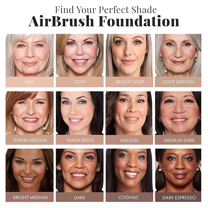 Jerome Alexander MagicMinerals AirBrush Foundation – 2 Piece Set with Airbrush Foundation and Kabuki Brush - Spray Makeup with Anti-aging Ingredients for Smooth Radiant Skin - Warm Beige