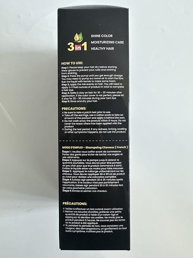 IIIMEIDU MEIDU Black Hair Dye Shampoo 3 in 1, Shampoo for Color Treated Hair 100% Gray Coverage for Women Men, Natural Herbal Ingredients Champu Para Canas pintar el pelo 500ml