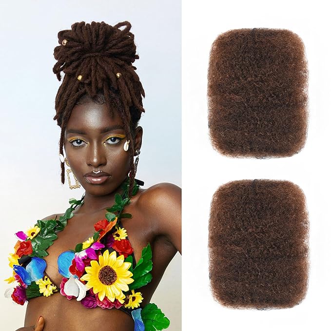 Teresa Afro Kinkys Bulk Human Hair for Twists, Braids and Dreadlocks, Natural and Soft Afro Kinky Curly Human Hair Bulk Can be Dyed and Bleached (16 Inch, #4, 30g/Pack)