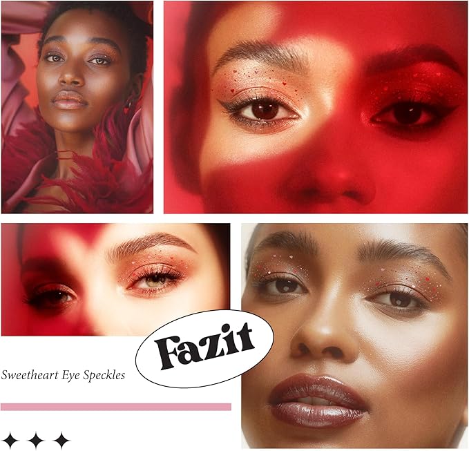 Fazit Makeup Patches - Sweetheart Eye Speckles - Glow Up Make-Up Patches - Cute Glitter Makeup Accessories for Women - Cosmetic Glitter for Face