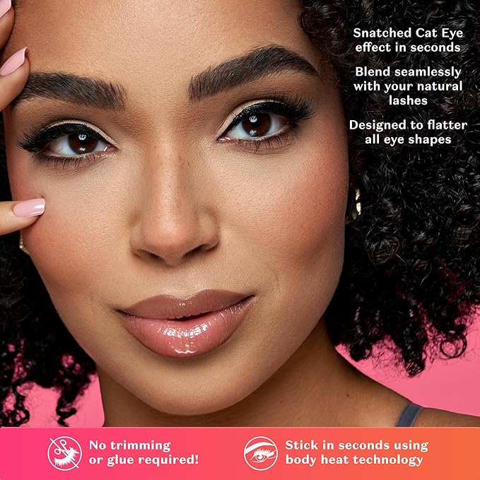 Lilly Lashes Self Adhesive Eyelashes (Half Lashes), No Lash Glue Needed, Body Heat Activated Press on Lashes, Reusable Self Adhesive Eyelashes Up to 5x, Easy to Apply & Remove (StarCatcher)