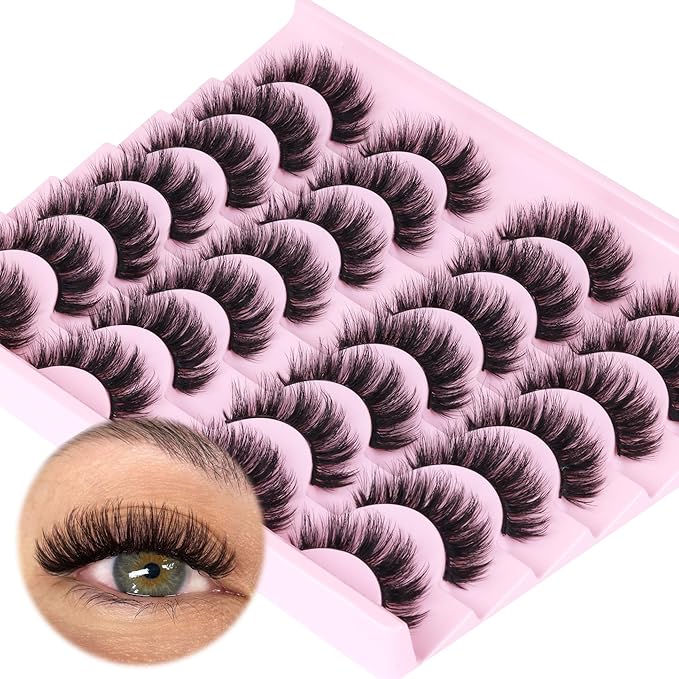 Natural Lashes Mink Fuzzy False Eyelashes Wispy Strip Fake Eyelashes Full Volume False Eye Lashes Pack Short Thick Lashes that Look Like Extensions 14 Pairs ALICROWN