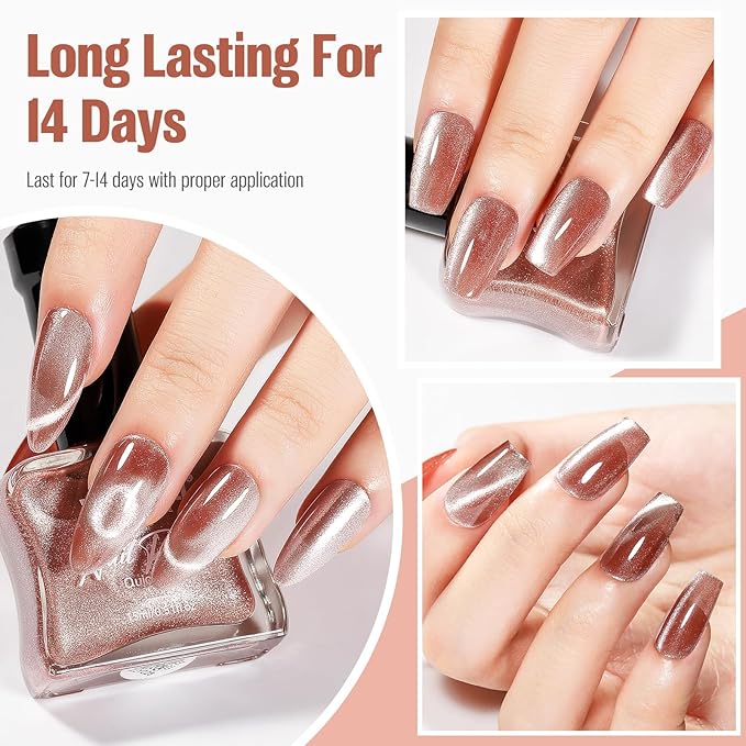 Magnetic Velvet Cat Eye Nail Polish 15ml - Quick Dry Air Polish Non-Gel Neutral Nude with Magnet - Salon Gloss DIY Home Manicure Kit