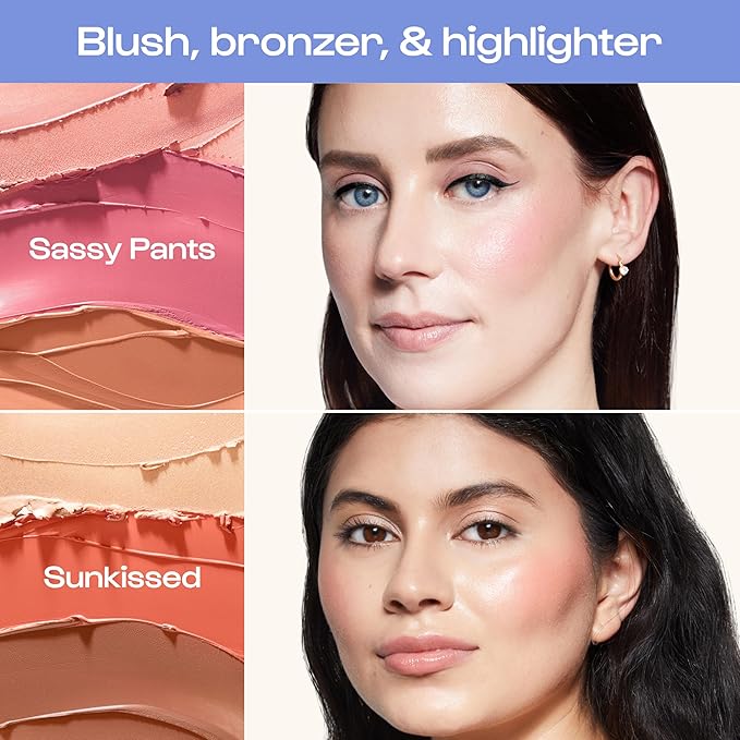 Alleyoop Stack The Odds Cream Makeup Palette Duo – All-in-One Blush, Contour, Bronzer & Highlighter in Sassy Pants & Sunkissed