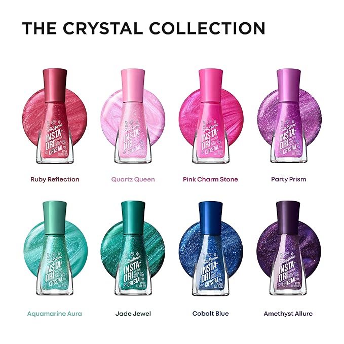 Sally Hansen Insta-Dri Crystal Nail Polish | Quick Dry, Long Lasting, Streak-Free Shine | Semi-Opaque, Shimmery | 117 Ruby Reflection | Holographic Ruby Red Nail Color