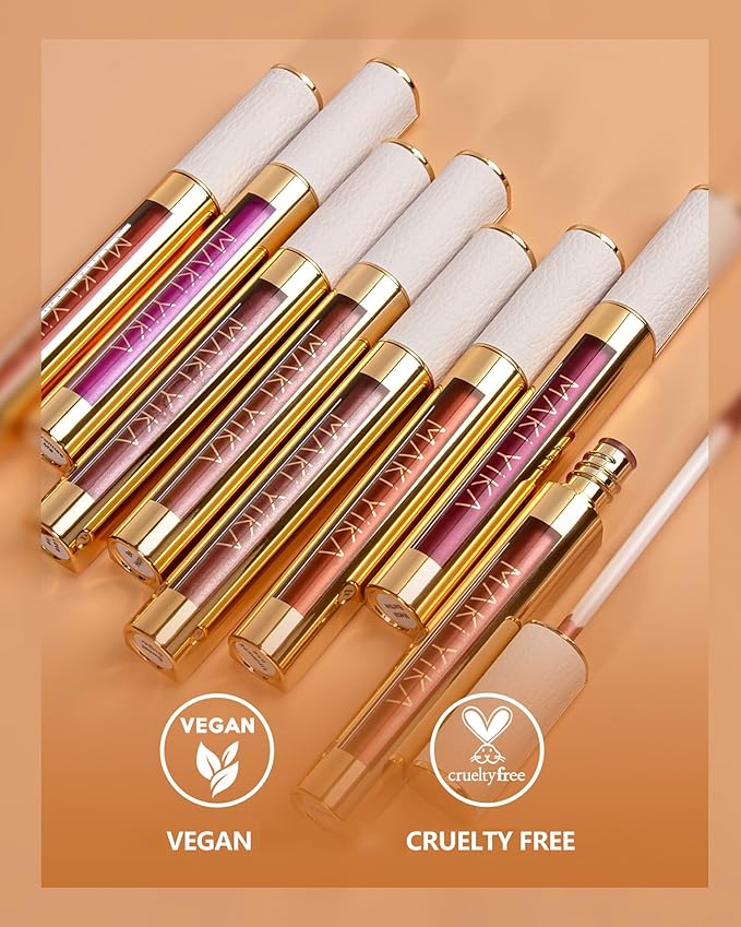 MAKI YIKA Metallic Lipstick for Women Black Lipsticks Long Lasting Glitter Lipstick No Smudge No Transfer Full-Coverage Liquid Lip Gloss (BR14 Midnight)