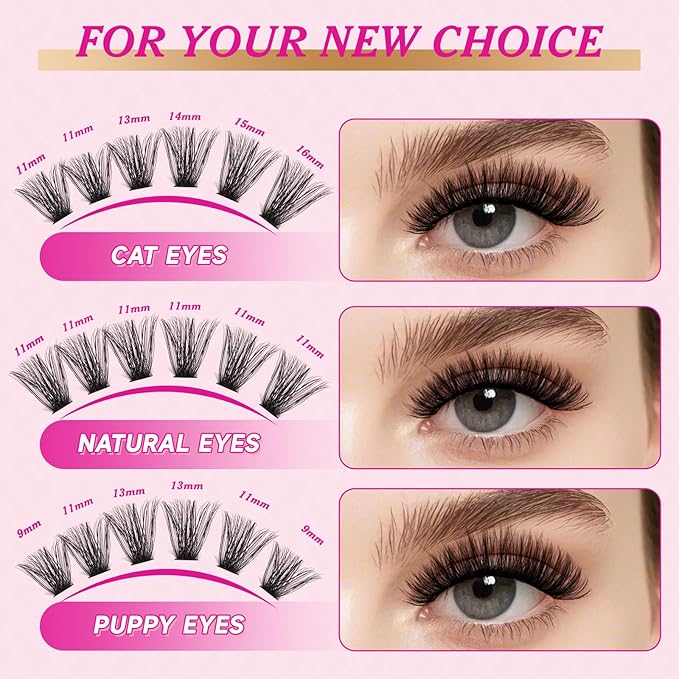 DIY Lash Extension Kit 280Pcs Individual Eyelash Extension Kit 30D40D 0.07D Curl 9-16MIX Lash Clusters Kit with Lash Glue Remover Applicator Easy to Use for Beginners