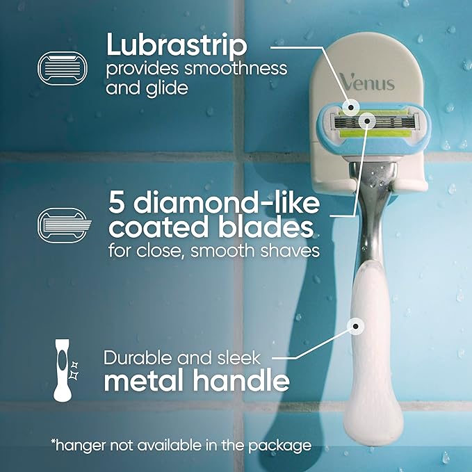 Gillette Venus Platinum Extra Smooth Metal Handle Women's Razor Handle + 4 Blade Refills, Pivoting Head and Ribbon of Moisture