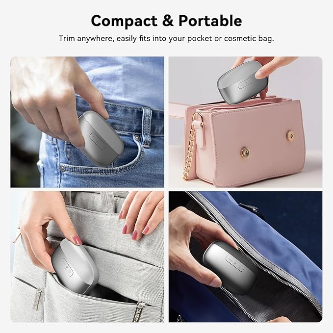 Electric Nail Clipper Fingernail Trimmer: 3-in-1 Automatic Nail Polisher with LED Light, Clip Storage, 2-Speed, Rechargeable Smart Nails Cutter Easy to Use for Seniors, Baby, Adult, Kids, White