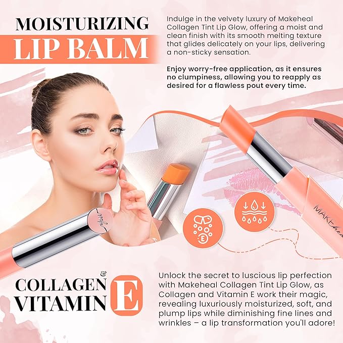 Collagen Tint Lip Balm, Hydrating Nourishing (Coral)