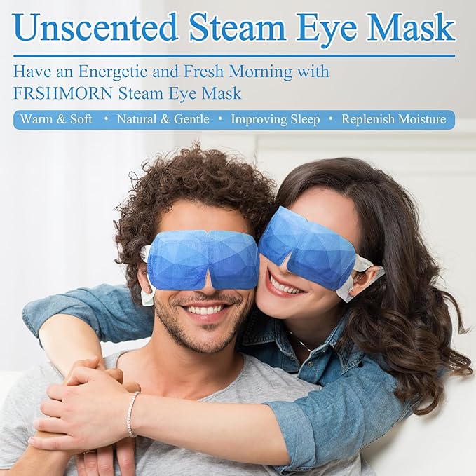 FRSHMORN 16 Packs Steam Eye Mask, Heated Eye Mask for Sleeping, Warm Compress for Eyes, Self Heating Disposal Steam Mask for Home Sleep, Office, Spa, Travel Essentials Stocking Stuffers (Unscented)