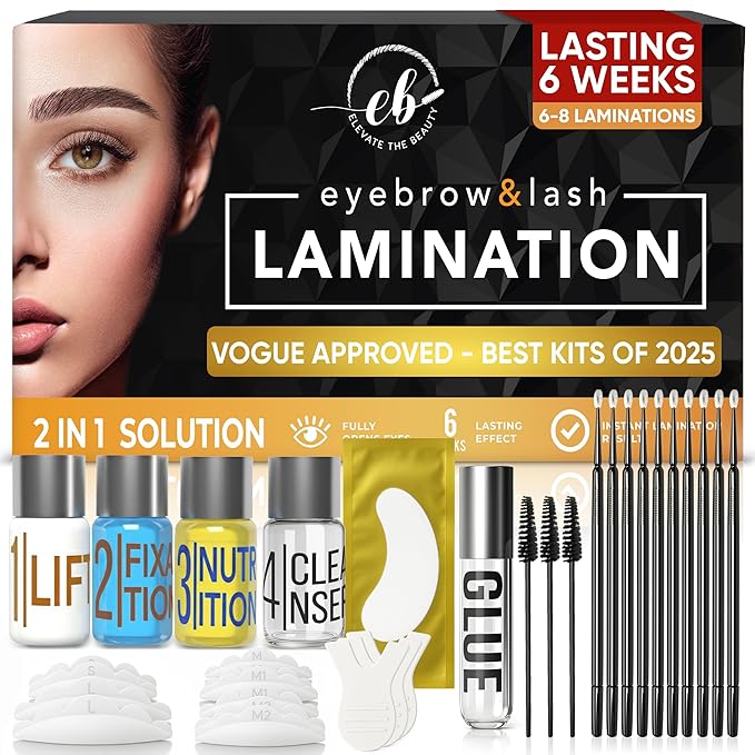 Eyebrow and Lash Lamination Kit | At Home DIY and Salon Use | 2in1 Professional Brow Lamination Kit and Lash Lift | Instant Lift For Fuller Eye Brows and Longer Eyelashes