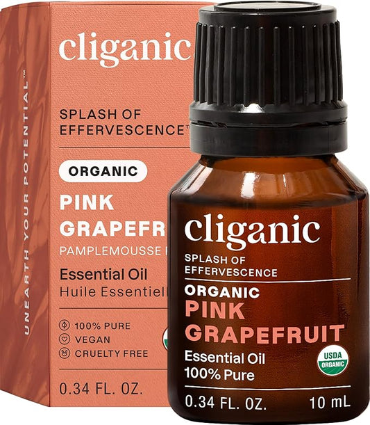 Cliganic Organic Pink Grapefruit Essential Oil, 100% Pure Natural, for Aromatherapy | Non-GMO Verified (Packaging May Vary)
