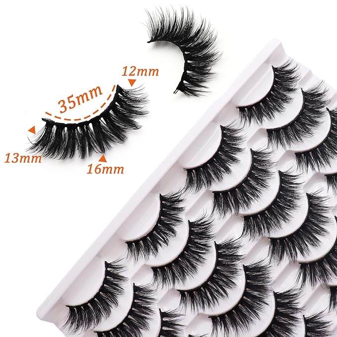 Losha Eyelashes Natural Look Faux Mink Lashes Pack Handmade Fluffy False Eyelashes 14 Pairs Eye Lashes (811)