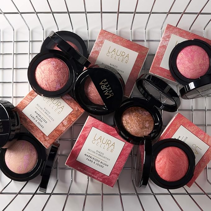 LAURA GELLER NEW YORK Baked Blush-n-Brighten Marbleized Blush for Cheeks - Tropic Hues - Satin Finish - Buildable Color (Pack of 2)