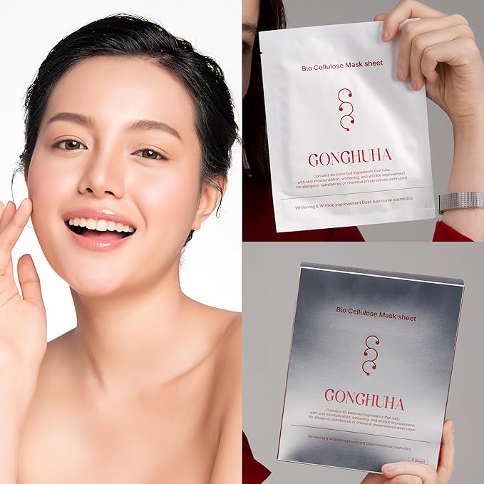 GONGHUHA Korean Bio Cellulose Face Mask Sheet for Deep Hydrating, Soothing, and Refreshing Skin – Facial Mask for Women and Men, Self-Care Sheet Mask for All Skin Types (5 Sheet)