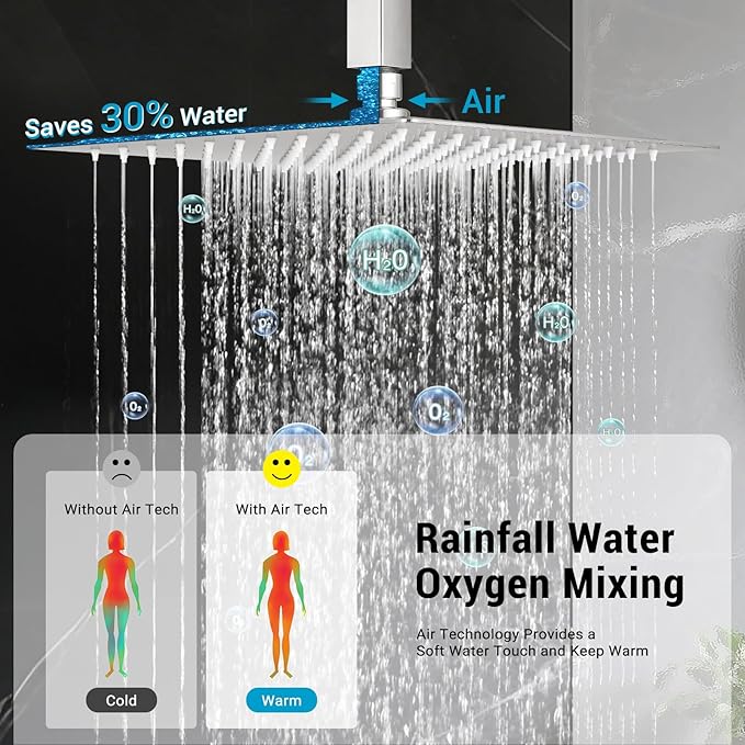 IUERASD Ceiling Mount Shower Faucet Set Square Showerhead Bathroom Rainfall Shower System Stainless Steel Shower Trim Kit 10 Inches (Brush Nickel)