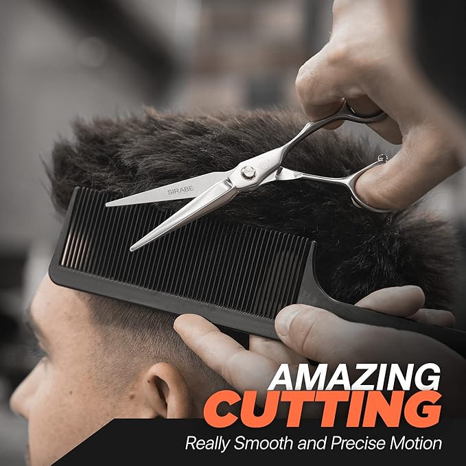 Sirabe HIGH-END 6.3" Professional Hair Cutting Scissors Shears - Ultra Sharp Blades for Precise Cutting - Barber Shears Haircut Scissors 440C Stainless Steel for Salon Hairstyling & Home Hairdressing
