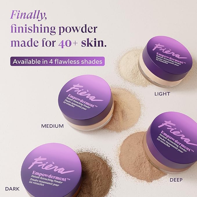 Fièra Empowderment™ Finishing Powder, Talc-Free Blurring & Soft-Matte Setting Powder for Mature Skin, Pore & Fine-Line Smoothing, Lightweight Instant Retouching Formula, Light Shade, 0.2 OZ