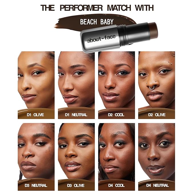 about-face Beach Freak Bronzer Stick Beach Baby– Ultra-Creamy, Vegan Bronzer & Contour Stick with Skincare Benefits – Dewy Finish – Hydrating Formula with Daikon Seed Extract – Medium/Deep