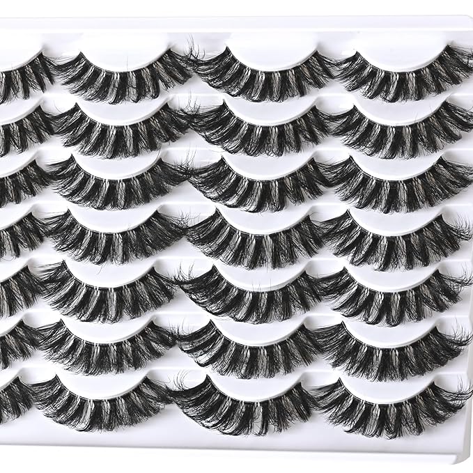 Lashes False Eyelashes Natural Wispy Fake Lash Strips 100D Big Long 18mm Strip Lash Clusters Cat Eye Volume Mink Eyelash Pack Fluffy Eye Lashes Natural Look Short Cateye Full Pestañas Sets by FenBair