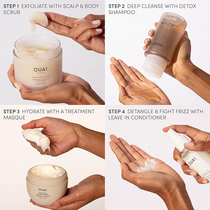 OUAI Detox Shampoo & Medium Hair Conditioner Bundle - Clarifying Shampoo for Build Up, Dirt, Oil, Product and Hard Water & Hydrating Conditioner for Medium Hair (2 Count)