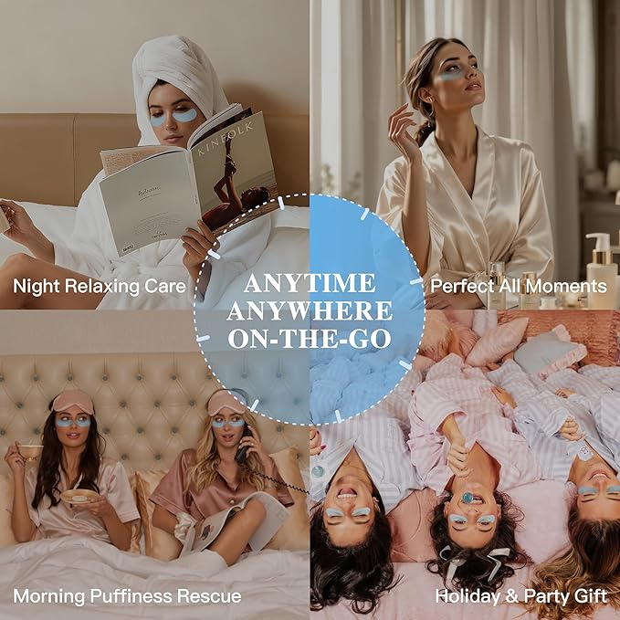 ICIKOL Under Eye Mask Reduce Dark Circles, Puffy Eyes, Undereye Bags, Wrinkles, Collagen Under Eye Patches, White Elephant Gifts for Adults, Vegan - Self Care(12 Pairs, Blueberry)