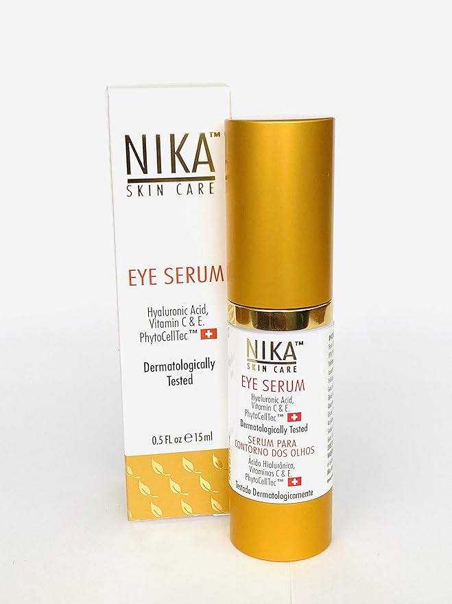 NIKA SKIN CARE - Eye Serum with Vitamin C & E, Hyaluronic Acid, Caffeine, and Swiss Apple Stem Cells - Day & Night