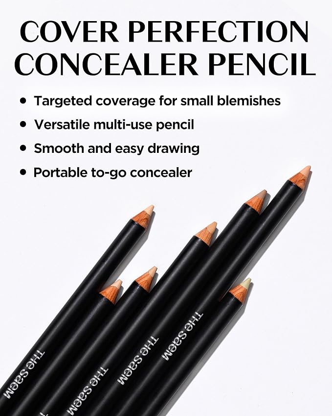 THESAEM Cover Perfection Ideal Concealer Pencil 0.04oz - 1.0 Clear Beige for Cool-Toned Skin 19-21 - Slim Multi-Use Pencil for Blemishes, Dark Circles & Touch-Up - Korean Makeup Concealer Stick