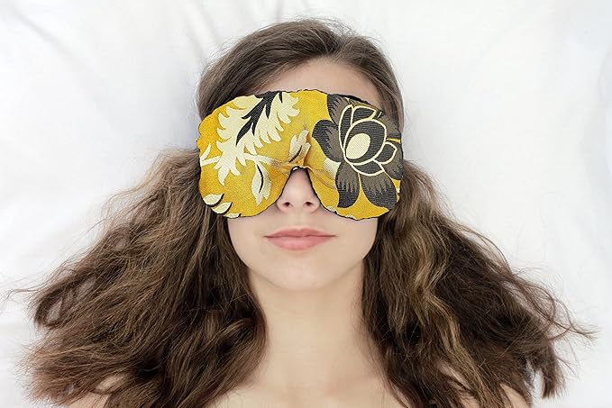 Candi Andi Handmade Weighted Sleep Eye Mask Yoga Pillow - Flax Seed Fill - Lavender Scented - Golden Botanic - TEMFL-GB