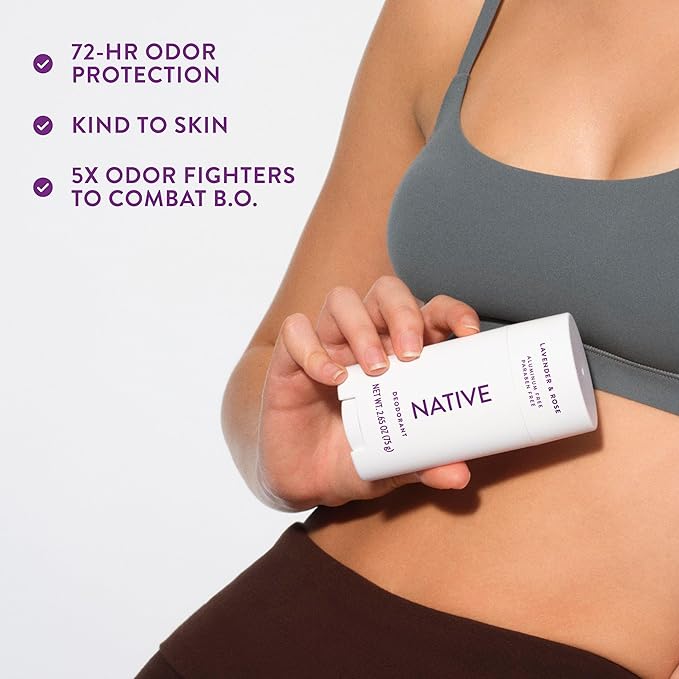 Native Deodorant Contains Naturally Derived Ingredients, 72 Hour Odor Control | Deodorant for Women and Men, Aluminum Free with Baking Soda, Coconut Oil and Shea Butter | Lavender & Rose