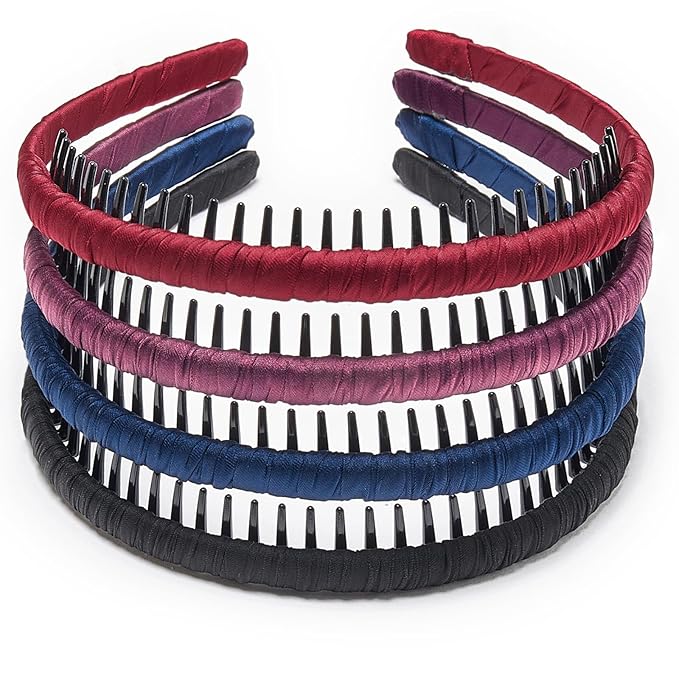 STHUAHE4PC Multicolor Protection Resin Teeth Comb Hair Hoop Hairband Headband Hair Accessories by Beauty hair (Multi-colored-No.25)