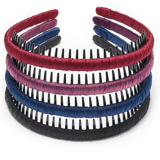 STHUAHE4PC Multicolor Protection Resin Teeth Comb Hair Hoop Hairband Headband Hair Accessories by Beauty hair (Multi-colored-No.25)