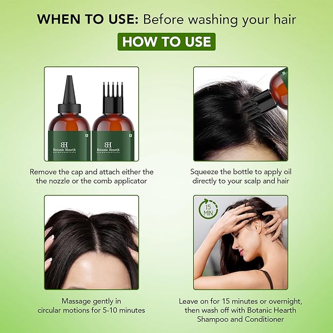 Botanic Hearth Hair Oil for Hair Growth | Strengthening Dry, Frizzy, Damaged Hair & Scalp Treatment | No Parabens or Harmful Sulfates | All Hair Types | Tea Tree Hair Oil - 4 Fl Oz