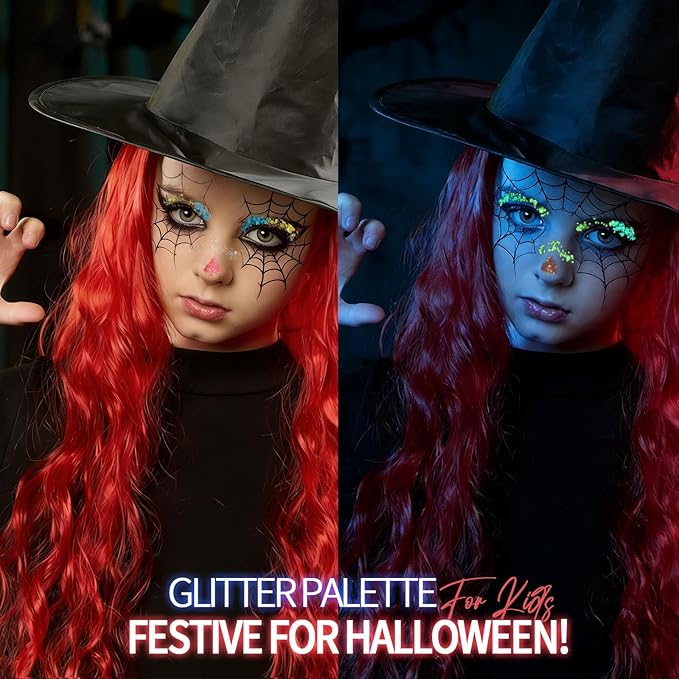 FANDAMEI 40 Colors Face Glitter, 18 Colors Glow in The Dark Glitter&22 Colors Vibrant in Daylight, Body Glitter Hair Glitter Face Glitter for Kids Women for Halloween Rave Festival Party Makeup