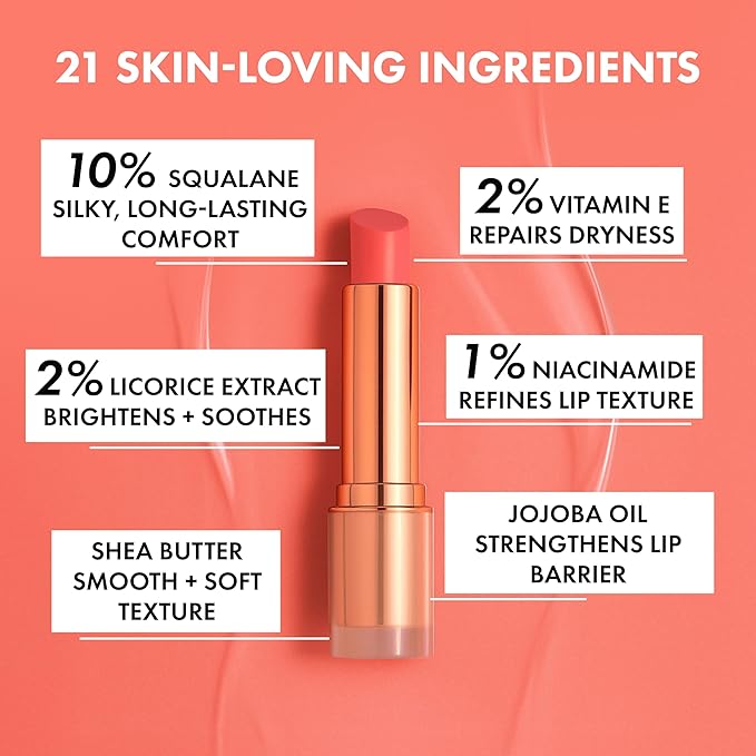 Clinexil Tinted Lip Balm – Anti-Wrinkle Lip Treatment with Deep Hydration & Long-Lasting Moisture. Natural Skincare with Cold Pressed oils – Clean, Non-Toxic Lip Care – 002 Peach Perfect