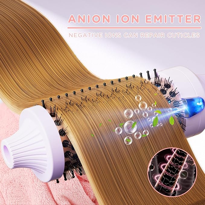 K&K 1.77 Inch Ceramic Tourmaline Ionic Heated Round Brush Curling Brush Creates Blowout Look -Creates Root Volume & Loose Curls Volume Curls Dual Voltage Hair Styling Tool (Purple, 1.77 Inch)