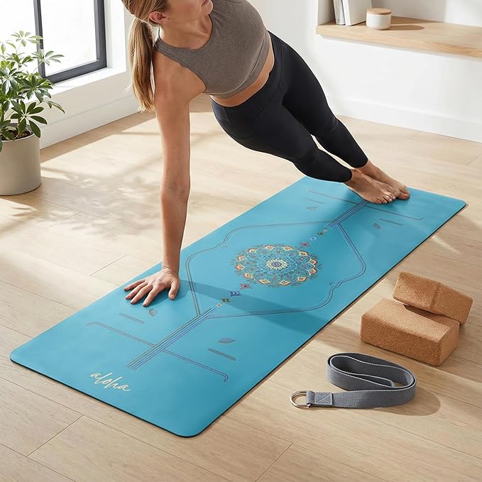 Aloha Bliss Premium Yoga Mat – 72” x 27 - Thick, Non-Slip & Durable | Sweat-Resistant, Lightweight & Portable | Perfect for Yoga, Pilates, Home Workouts, Gym & Studio Practice - Eco-Friendly