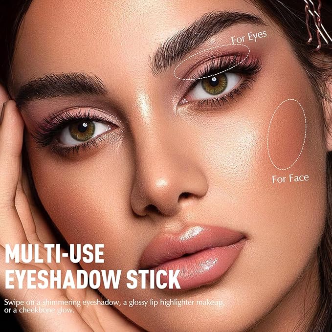 Brown Matte Eyeshadow Stick - Cream Neutral Eyes Shadow Pencil Buildable Brightener Crayon Eyeliner Highlighter Makeup, Lightweight Waterproof & Smudge Proof for Easy Quick Application