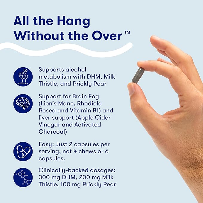 Flyby Recovery Supplement - All The Hang, Without The Over!™ - with Milk Thistle, Vitamin C, Activated Charcoal, and Apple Cider Vinegar - Pre & Post Drinking Formula (80 Count)