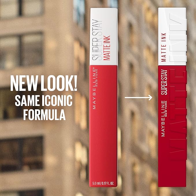 Maybelline Super Stay Matte Ink Liquid Lipstick Makeup, Long Lasting High Impact Color, Up to 16H Wear, Voyager, Deep Red, 1 Count, Packaging May Vary