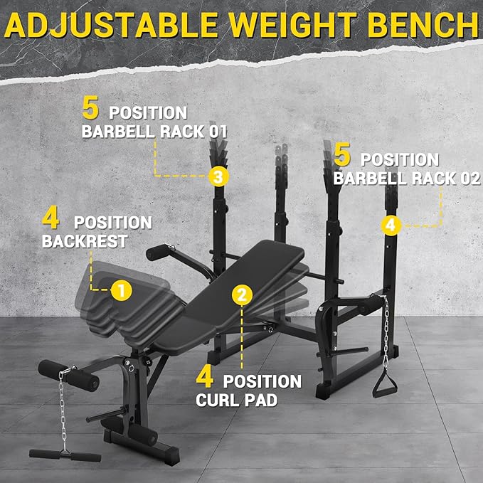 Adjustable Weight Bench Set for Home Gym