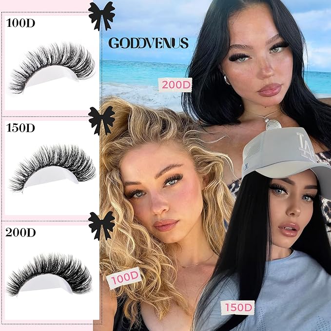 Fluffy Lash Clusters Kit Thick 100-150-200D Volume Eyelash Clusters Kit 10-16mm Wispy Individual Lashes Kit D Curl Cluster Eyelash Extensions 300pcs DIY Lash Extension for Beginners