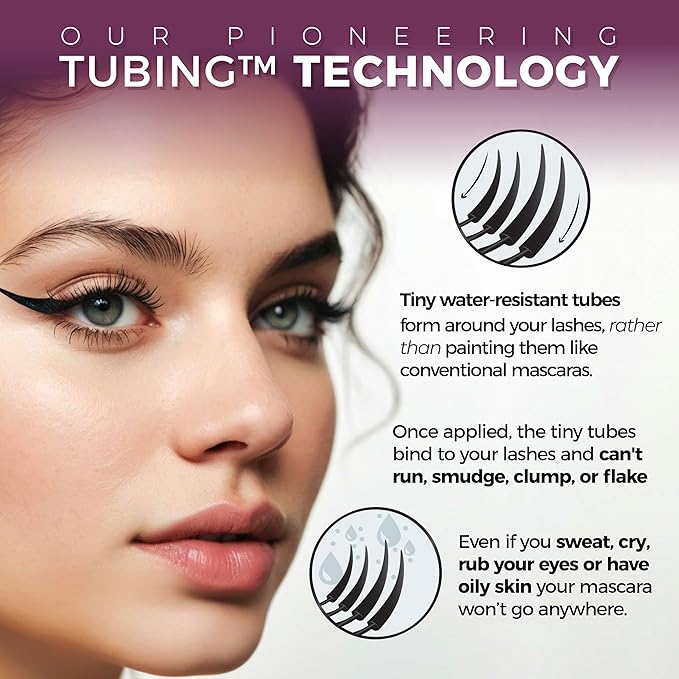 Blinc Amplified Tubing Mascara – Soft-Glam Volume & Definition, Longwear, Smudge & Flake Proof, Natural Bamboo Blend, Sensitive Eyes Safe, Washable