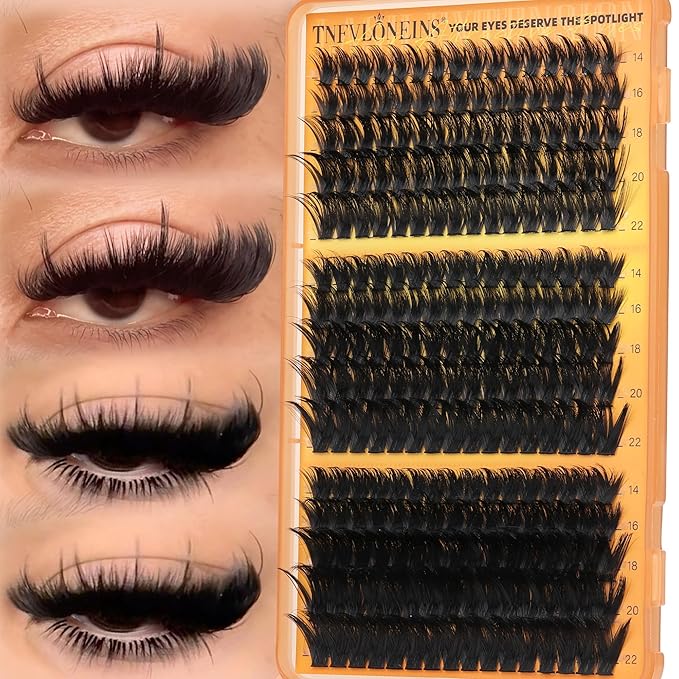 180D+260D+300D Lash Clusters with Spikes 14-22MM Thick Eyelash Clusters Mink Cluster Eyelash Extensions Volume Individual Lash Extension D-Curly Clusters Lashes Dramatic by TNFVLONEINS