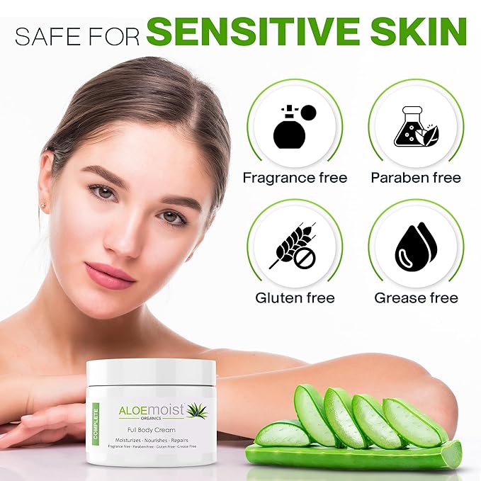Organic Aloe Vera Face Cream & Body Moisturizing Cream, Natural Aloe Vera Lotion with Vitamin E Oil, Vitamin C, Retinol Cream, Shea Butter – Anti Aging Face Moisturizer for Women, Dry Skin (4 oz)